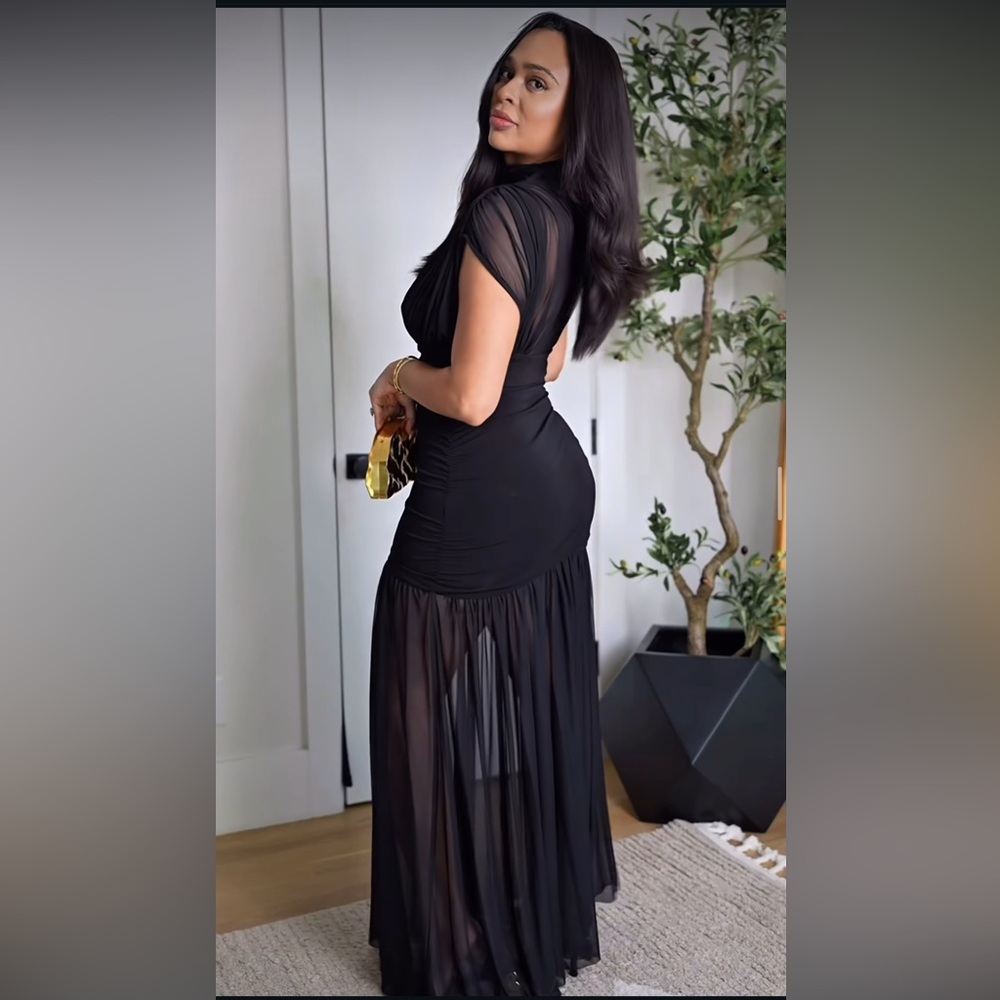 ZARA COMBINED DRAPED MIDI DRESS - Picture 8 of 16
